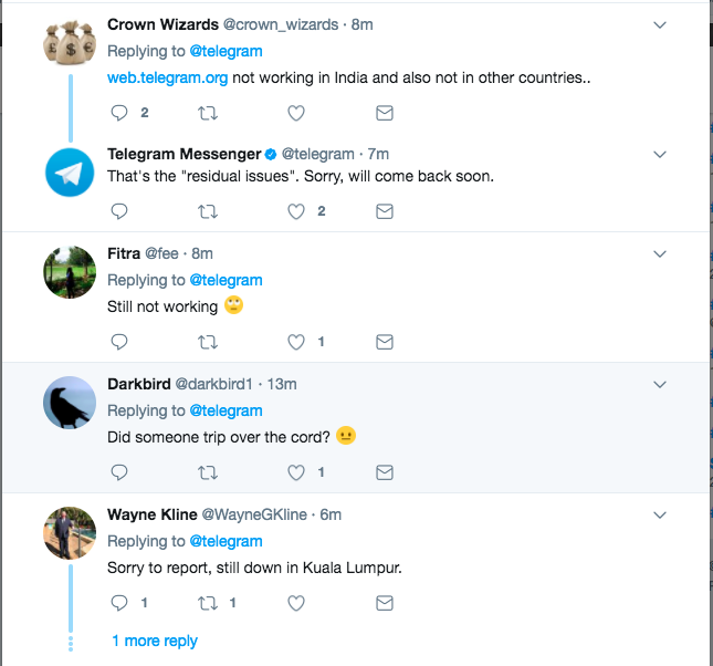 Is Telegram down? User complaints on Twitter